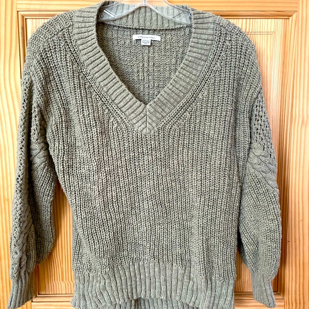 Beautiful sage green, v-neck sweater